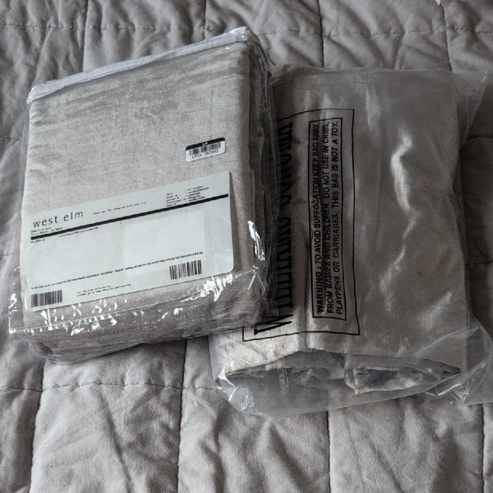 2 West Elm Gray Luster Velvet Tab Top Curtains Panels 48 x 108